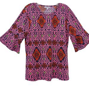 Buckhead Betties Women's Colorful Tunic Top Size Large Pink Red